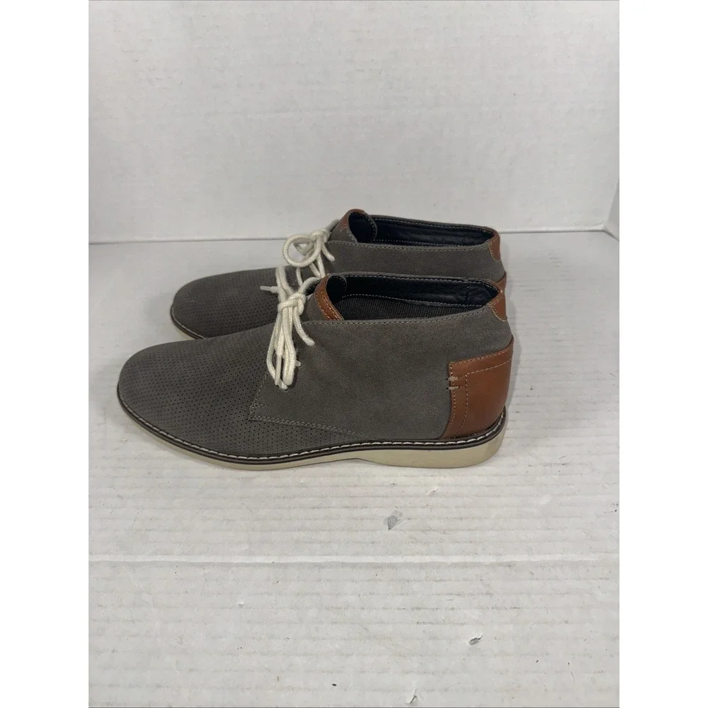 Steve Madden M-devlyn Chukka Boots Sz 8.5 Gray Faux Leather Lace-Up‎ Shoes